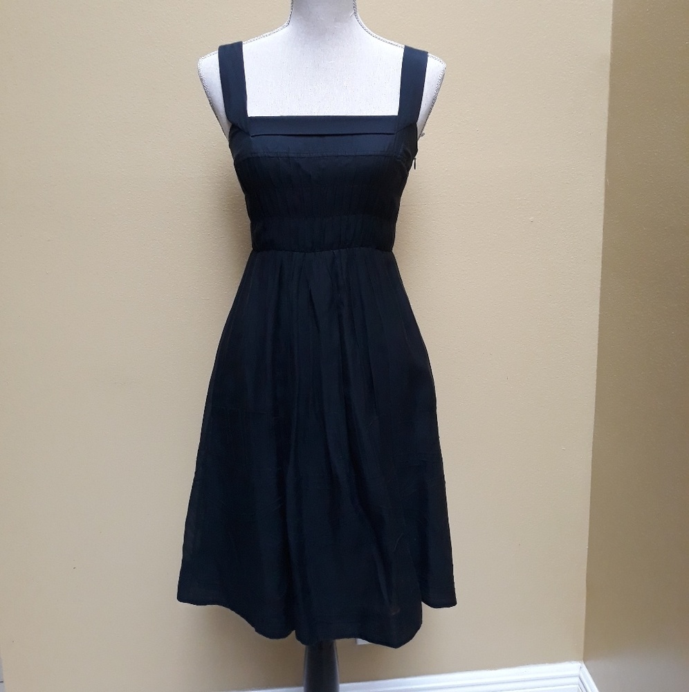 Vince Black Empire Waist cotton silk dress